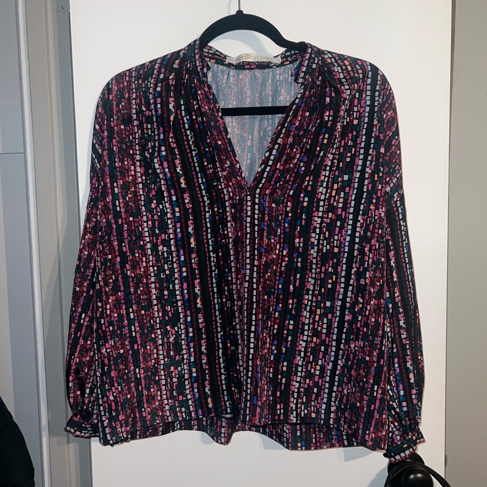 NWT Evereve Marie Oliver Hendrix Confetti Print Blouse